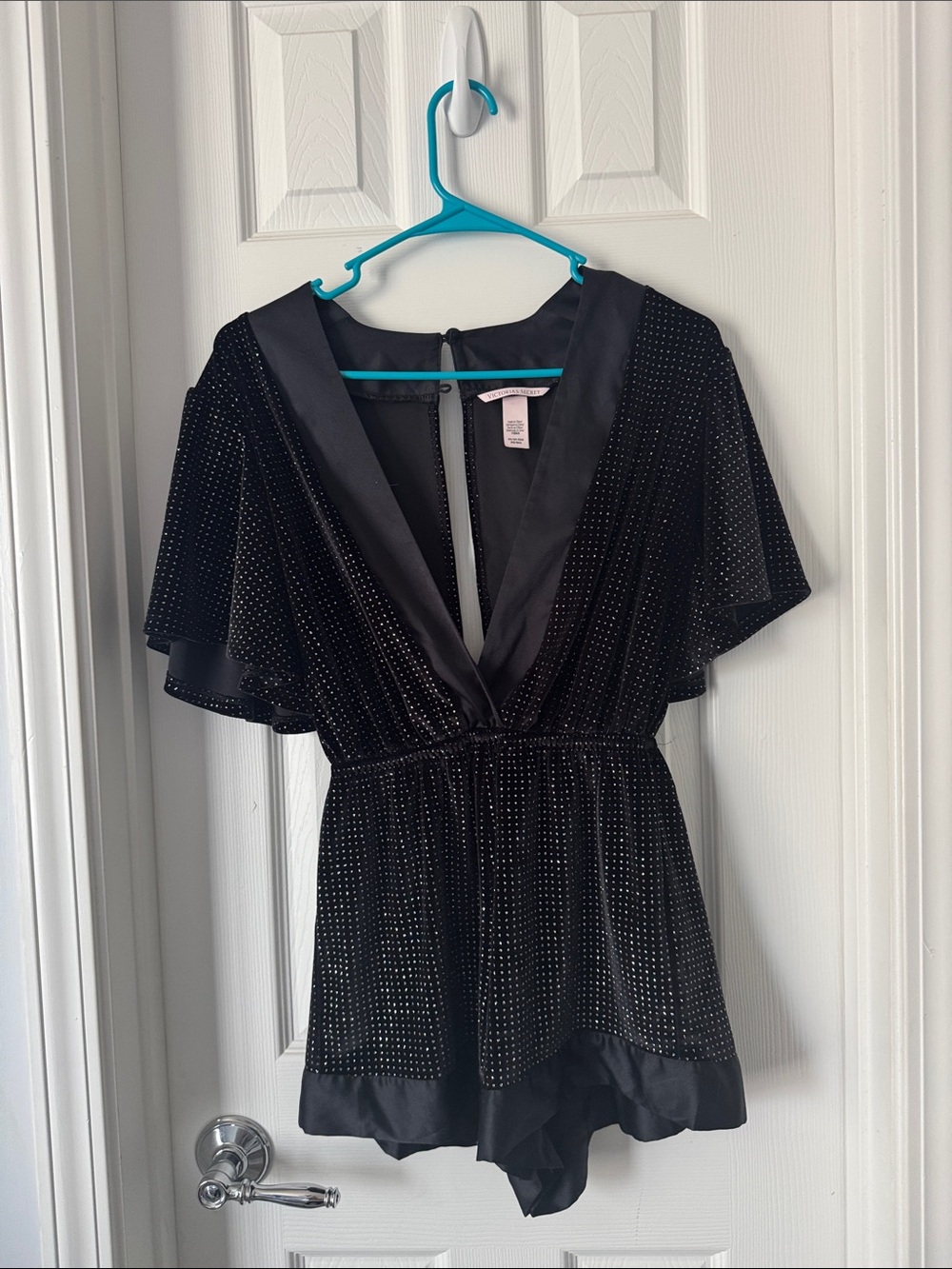 Victoria's Secret Black Sequin Trim Romper